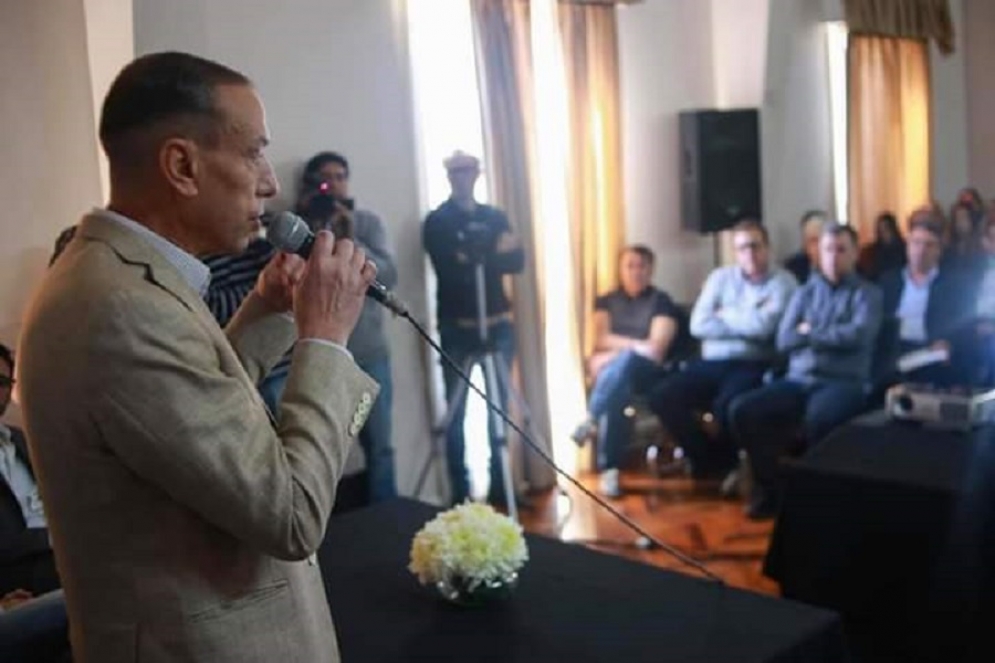 Arrieta durante un acto en la semana. 