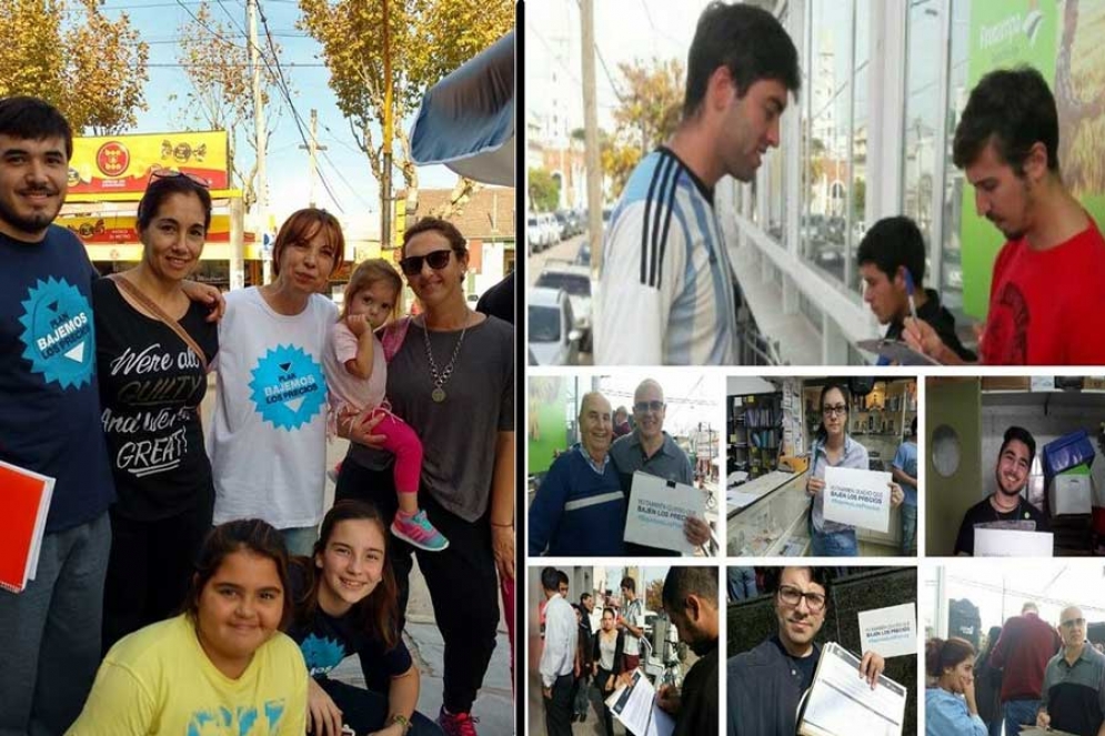 Por separado, el Frente Renovador junta firmas para impulsar la campa&ntilde;a #BajemosLosPrecios. 