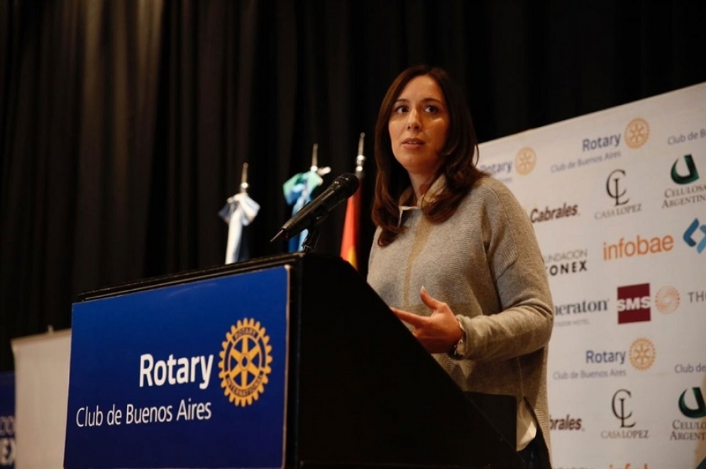 Mar&iacute;a Eugenia Vidal en la cena del Rotary donde hizo las declaraciones. 